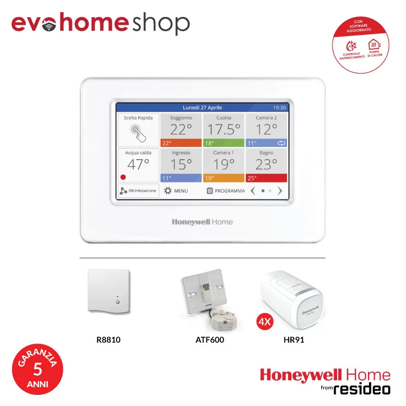 Kit evohome 4 zone con base da muro e OpenTherm