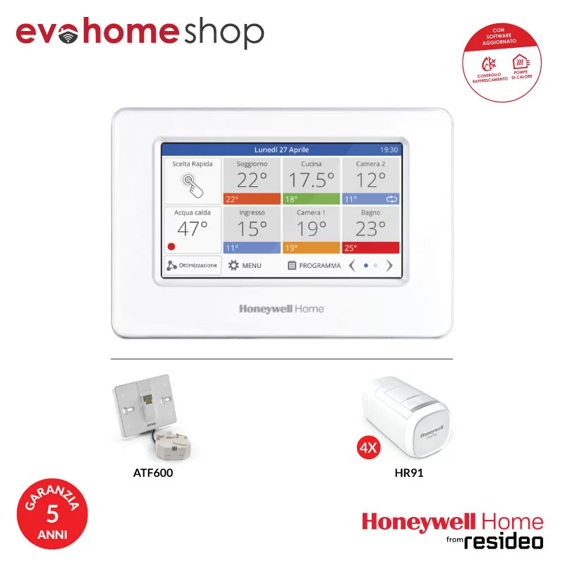 Evohome Kit 4 Zone per Impianti Centralizzati - Base a Muro - ATP924G3002 - ATF600